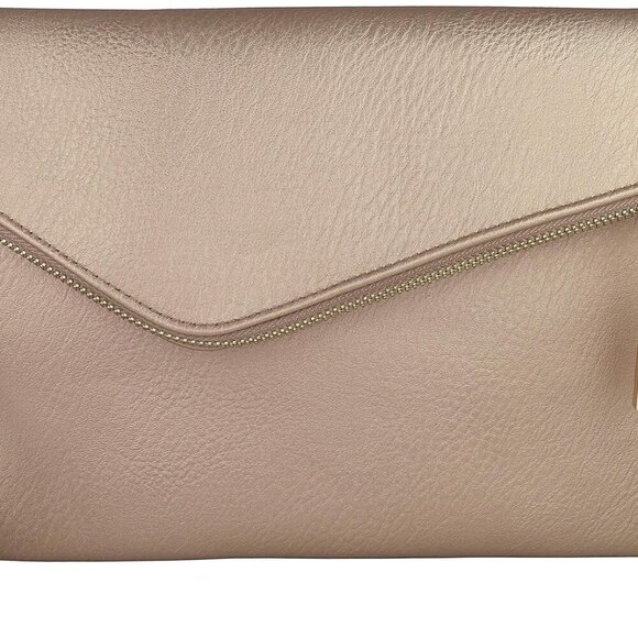 Fold-Over Envelope Wristlet Clutch Crossbody Bag with Tassel Accents - Picture 2 of 7